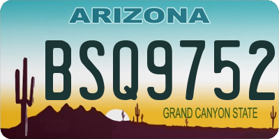 AZ license plate BSQ9752