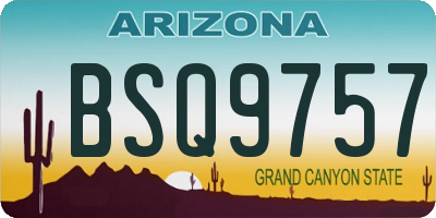 AZ license plate BSQ9757