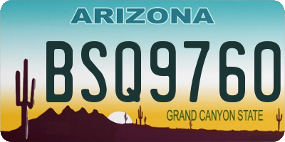 AZ license plate BSQ9760