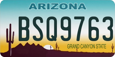 AZ license plate BSQ9763