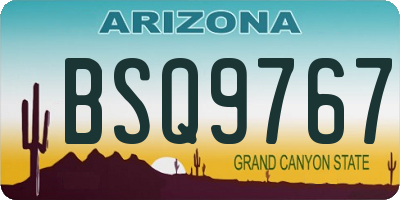 AZ license plate BSQ9767