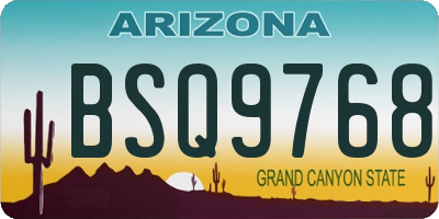 AZ license plate BSQ9768