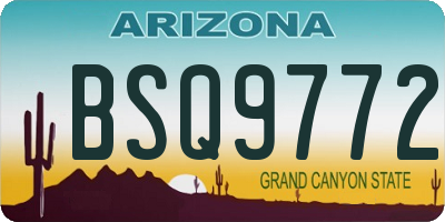 AZ license plate BSQ9772