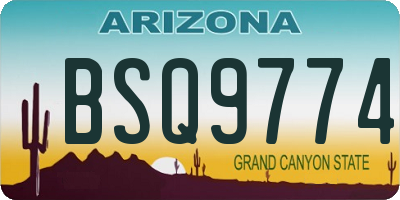 AZ license plate BSQ9774