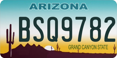 AZ license plate BSQ9782