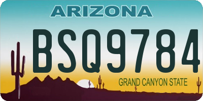 AZ license plate BSQ9784