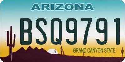 AZ license plate BSQ9791