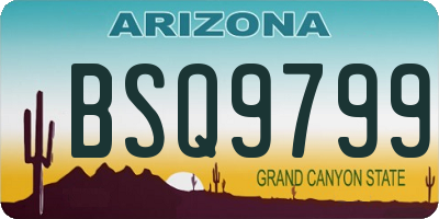 AZ license plate BSQ9799