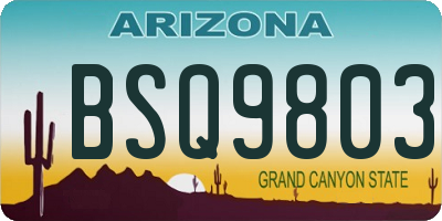 AZ license plate BSQ9803