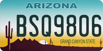 AZ license plate BSQ9806