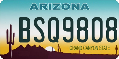 AZ license plate BSQ9808