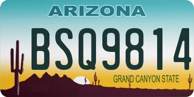 AZ license plate BSQ9814