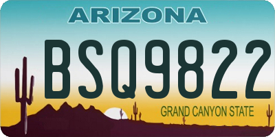 AZ license plate BSQ9822