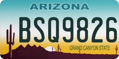 AZ license plate BSQ9826