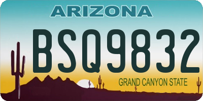 AZ license plate BSQ9832