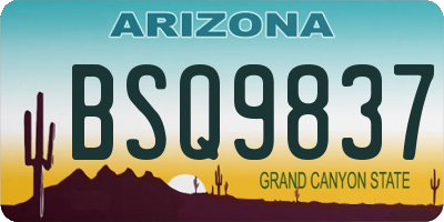 AZ license plate BSQ9837