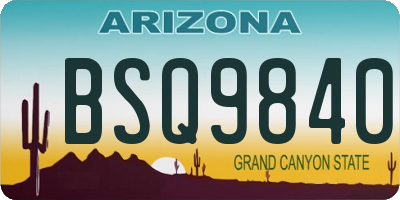 AZ license plate BSQ9840