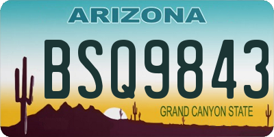 AZ license plate BSQ9843