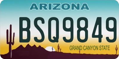 AZ license plate BSQ9849