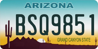 AZ license plate BSQ9851