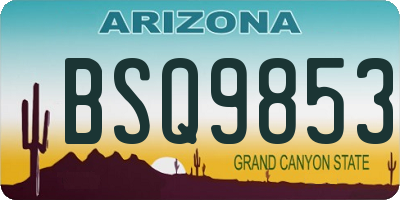 AZ license plate BSQ9853