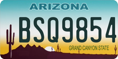 AZ license plate BSQ9854