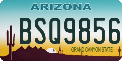 AZ license plate BSQ9856