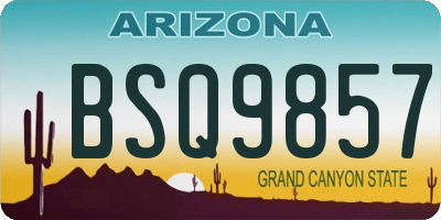 AZ license plate BSQ9857