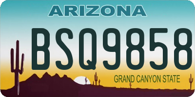 AZ license plate BSQ9858