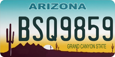 AZ license plate BSQ9859