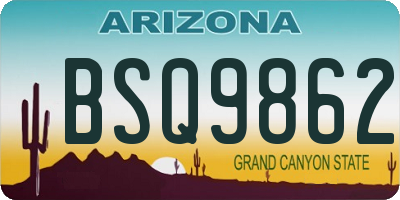 AZ license plate BSQ9862