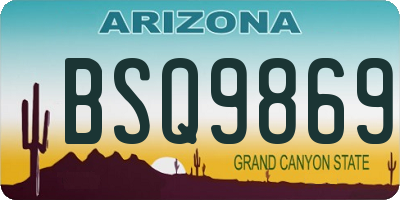 AZ license plate BSQ9869