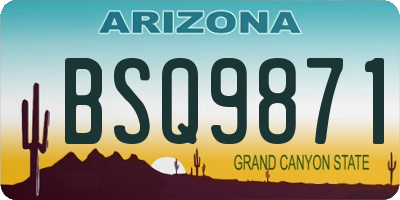 AZ license plate BSQ9871