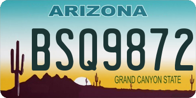 AZ license plate BSQ9872