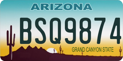 AZ license plate BSQ9874