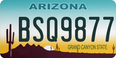 AZ license plate BSQ9877