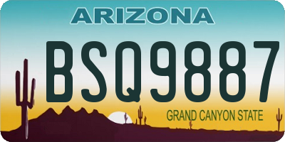 AZ license plate BSQ9887