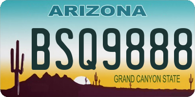 AZ license plate BSQ9888