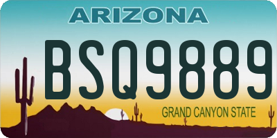 AZ license plate BSQ9889