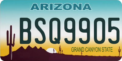 AZ license plate BSQ9905