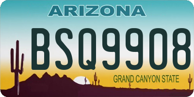 AZ license plate BSQ9908
