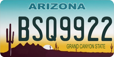 AZ license plate BSQ9922