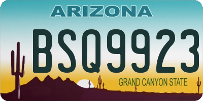 AZ license plate BSQ9923