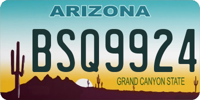 AZ license plate BSQ9924