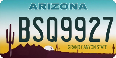 AZ license plate BSQ9927