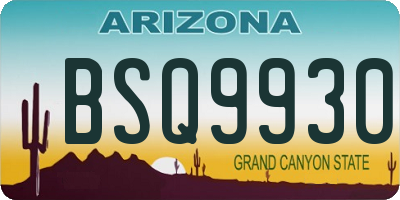 AZ license plate BSQ9930