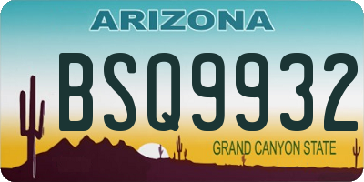 AZ license plate BSQ9932