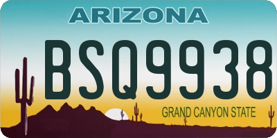 AZ license plate BSQ9938