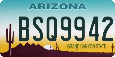 AZ license plate BSQ9942