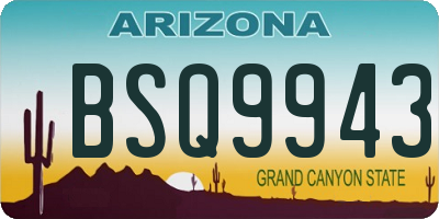 AZ license plate BSQ9943